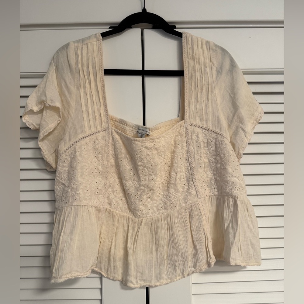 American Eagle Babydoll Top. XL. Cream. Excellent Condition